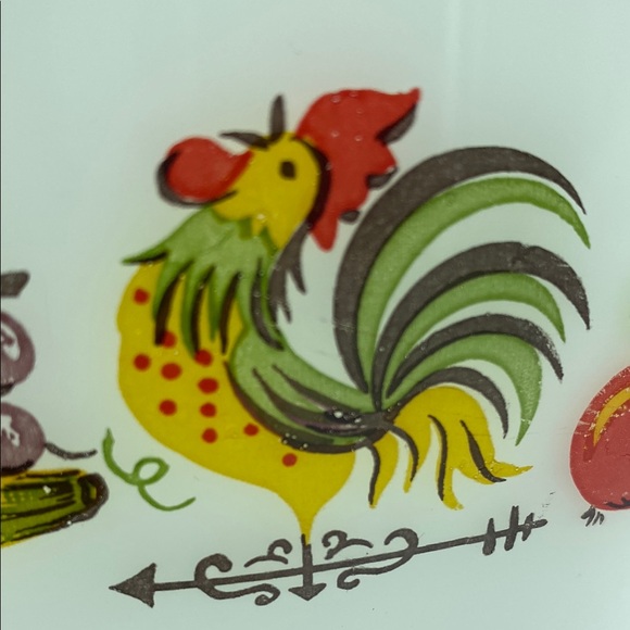 Vintage Anchor Hocking Fire King Ware Rooster Fruit Milk Glass Mixing Bowl - Picture 5 of 15